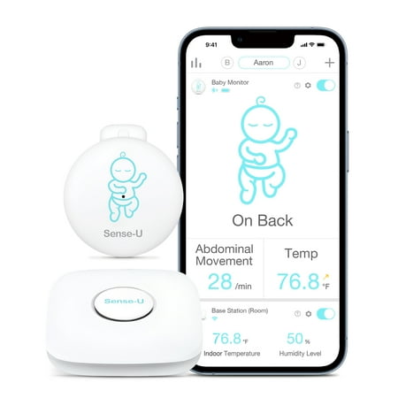 UPC: 0631112865357 | Sense-U Smart Baby Abdominal Movement Monitor – Tracks Baby s Abdominal Movement Temperature Rollover Sleeping Position and Humidity on Smartphone and Base Station – Anytime Anywhere Green