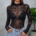 thumbnail image 5 of Endives Long Sleeve Shirts for Women Mesh Tops Sheer Bodycon See Through Blouse Trendy Casual Top M, 5 of 5