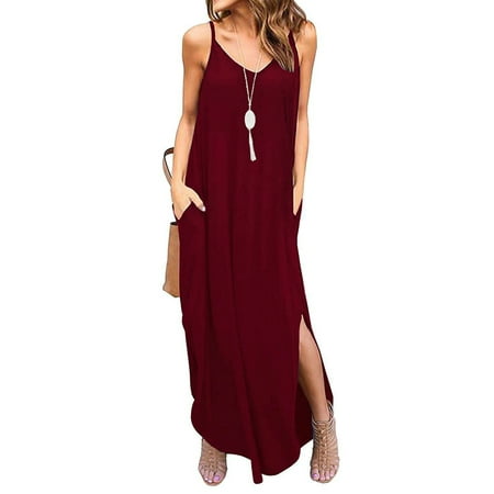 

Colisha Sleeveless Nightshirt for Women Casual Summer Loose Lounge Pajamas Long Dress Sexy V Neck Nightgown Sleepwear