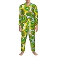 thumbnail image 3 of Picia Watercolor Kiwi Fruits Summer Pattern Men’s Long-Sleeve Sleepwear Set - Soft 2-Piece Loungewear with Pockets, Comfy PJs for Relaxing Nights-Large, 3 of 7