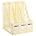 thumbnail image 1 of Unique Bargains Magazine File Holder, PS Plastic Vertical 3 Compartment Desktop Book Storage Rack Organizer, White, 1 of 4