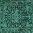 thumbnail image 1 of Ahgly Company Machine Washable Indoor Square Persian Turquoise Blue Traditional Area Rugs, 4' Square, 1 of 4