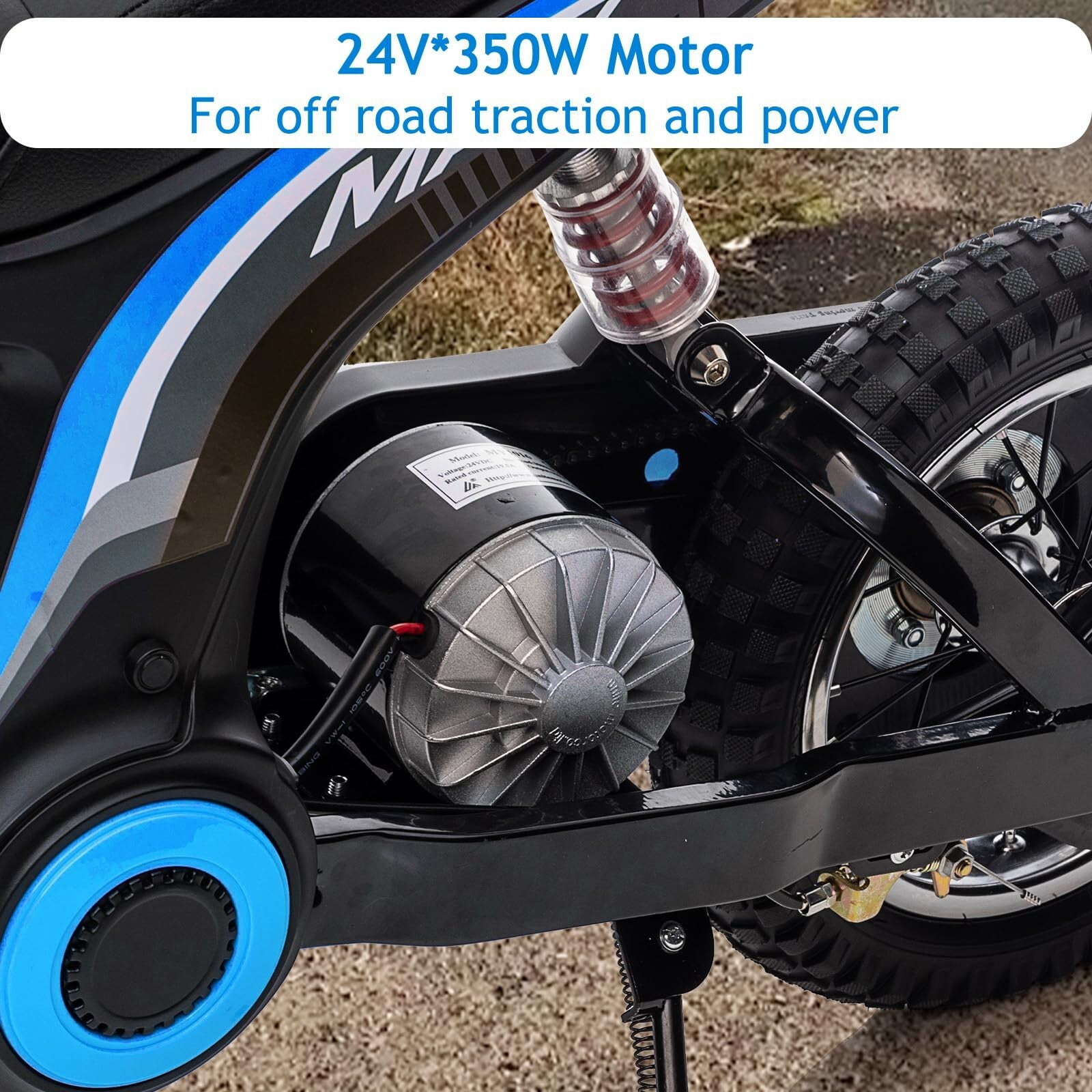 NEILA Electric Kids Dirt Bike, 12V 350W Ride on Motorcycle, High Spped Up to 14.29 MPH, 3-Speed Modes Off-Road Bike for 5-12 Years, Max Weight 135 lbs