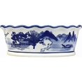 thumbnail image 1 of Oval Small Ceramic Plant Pots Ruffled Blue and White Porcelain Bonsai Pots Desktop Office Window Sill Micro Landscape Succulent Planter Flower Pot for Gardening-24.5CM, 1 of 1