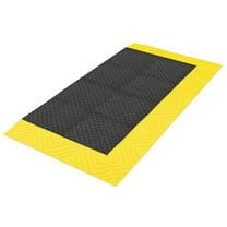 Antifatigue Mat, 36" L x 30" W, 1" Thickness, PVC, Diamond, Black/Yellow