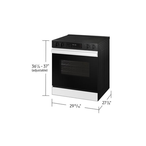 Samsung Inch Slide-In Electric Smart Range with 5 Elements, 6.3 cu. ft. Convection Oven, Warming Center, Storage Drawer, Air Fry, Self & Steam Clean, and ADA Compliant NSE6DB830012