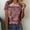 Pink, variant on AXXD Womens Tops Casual Black Basic Summer 2024 Crew Neck Velvet Tops Short Sleeve T-Shirt Casual Trendy Blouse