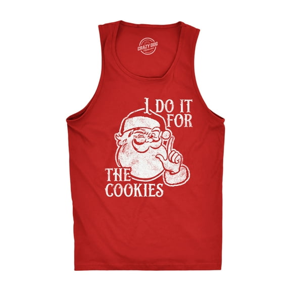 Mens I Do It for The Cookies Fitness Tank Funny Xmas Santa Claus Sweet Treat Lovers Sleeveless Tee for Guys