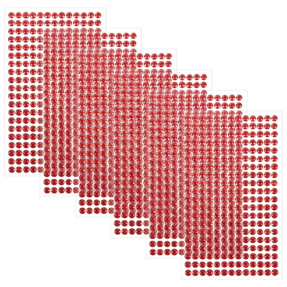 FESTFENDS Craft Gems Stick On Red Acrylic Jewels for Decor with Strong Adhesion and Bright Decoration 6 Sheets