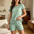 thumbnail image 3 of Vrorvz Plus Size Women Summer Soft Pajamas Lounge Sets Pjs Set Short and Short Sleeve Shirts Sleepwear, 3 of 5
