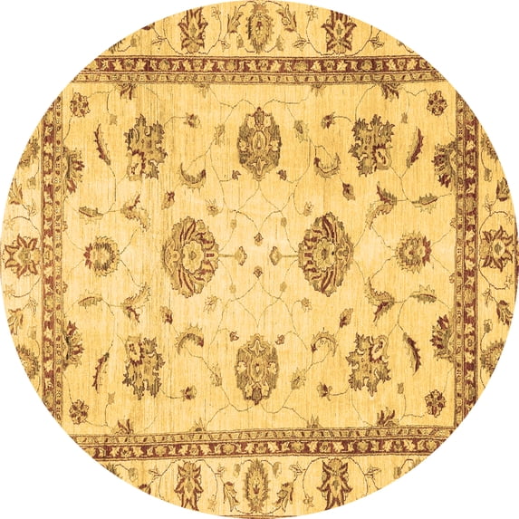 Ahgly Company Indoor Round Abstract Brown Modern Area Rugs, 8' Round