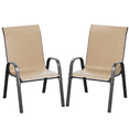 thumbnail image 6 of ELPOSUN Patio Chairs Set of 2, Outdoor Stackable Dining Chairs for All Weather, Breathable Garden Outdoor Furniture for Backyard Deck,Khaki, 6 of 7