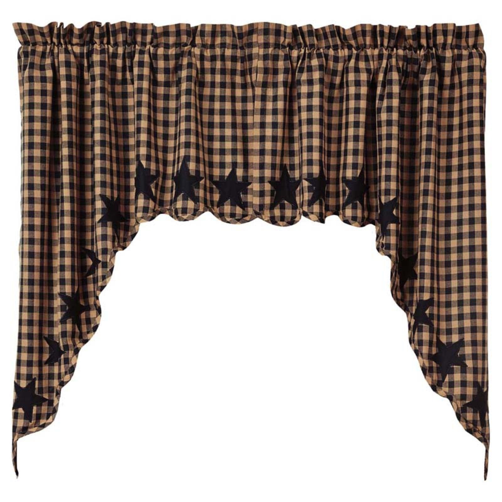 Navy Check Scalloped Swag Set of 2 36x36x16 
