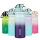 thumbnail image 1 of BJPKPK Botella de agua aislada de 18 oz con pajita Botellas de agua de doble pared de acero inoxidable Termo a prueba de fugas sin BPA con tapa abatible con cerradura y pico de silicona suave,Ocean Dr, 1 of 5