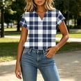 thumbnail image 7 of Ihhxva Tops for Women Plaid Button-Up Blouse Fit Button Detail Moisture-Wicking V-Neck Short Sleeve Shirt S-2XL, 7 of 7