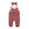thumbnail image 2 of uublik Baby Cute Summer Jumpsuits for Girls Watermelon Stripe Strap Romper Jumpsuit Red, Size 0-2T, 2 of 5