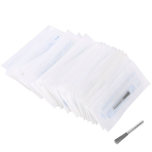 50 Uds 40R aguja de tatuaje Manual maquillaje Microblading ceja tatuaje aguja Accesorios