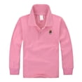 thumbnail image 2 of Boys Girls Long Sleeve Pique Polo Shirts Kids School Uniform Shirts | For 5-14 Years,Loose Fitting,Button Pink 140, 2 of 4