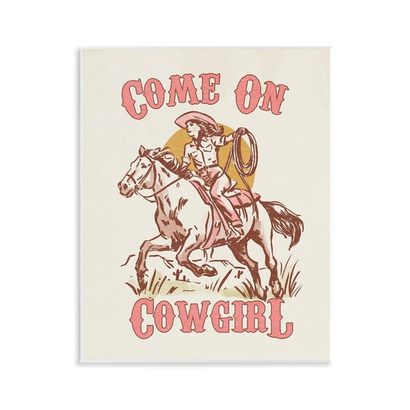 Stupell Industries Pastel Come On Cowgirl Entertainment Painting Unframed Art Print Wall Art, 11 x 14
