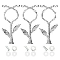 Uxcell 1-Tier Cake Tray Stand Handle 3 Set Metal Cake Stands Holder Cupcake Dessert Plate Hardware Fitting Holder Rod Stand Handle for Wedding Party Festival, Silver (Vine)