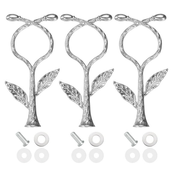 Uxcell 1-Tier Cake Tray Stand Handle 3 Set Metal Cake Stands Holder Cupcake Dessert Plate Hardware Fitting Holder Rod Stand Handle for Wedding Party Festival, Silver (Vine)
