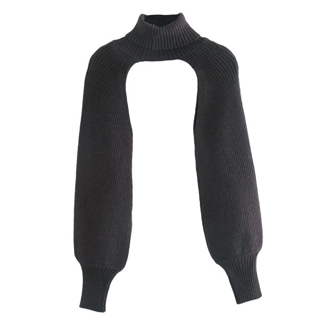 Jersey de punto de manga larga con cuello la moda para mujer, Top corto con cuello Halter Negro Yuyangstore Tops de suéter de punto jersey