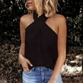 thumbnail image 2 of GA WEIHUA Womens Twist Front Halter Elegant Sleeveless Tank Tops Casual Dressy Halterneck Camisoles Summer Loose Fit Blouses Outfits(Black,M), 2 of 7