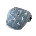 thumbnail image 1 of Gorra plana de mezclilla unisex con detalles desgastados y bordados, 1 of 2