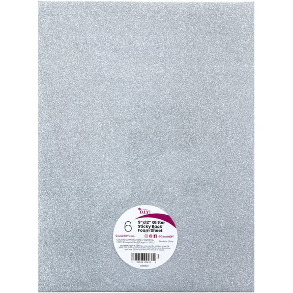 CousinDIY Glitter Sticky Back Foam Sheets 9"X12" 6/Pkg-Neutrals