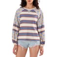 thumbnail image 1 of SUNSIOM Chandails Amples pour Femmes à Rayures Contrastées Imprimé Floral Manches Longues Pulls Décontractés Printemps Automne, 1 of 6