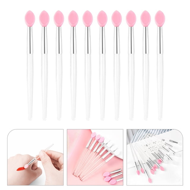 LRXIYODE 10Pcs Portable Transparent Silicone Lip Brush Applicators for Precise Lipstick Application
