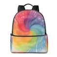 thumbnail image 2 of Lightweight Backpack With Adjustable Shoulder Strap Empty Bag Upright 12×14.5in For Weekend Holiday Travel Hiking Gray Tie-Dye Background Rainbow Colors_3, 2 of 5