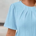 thumbnail image 6 of YanHoo Womens Short Sleeve Waffle Tops Plus Size Crew Neck Dressy Casual Blouses Loose Fit Pleated Summer Trendy Tee Shirts 2026 Sky Blue,XL, 6 of 7
