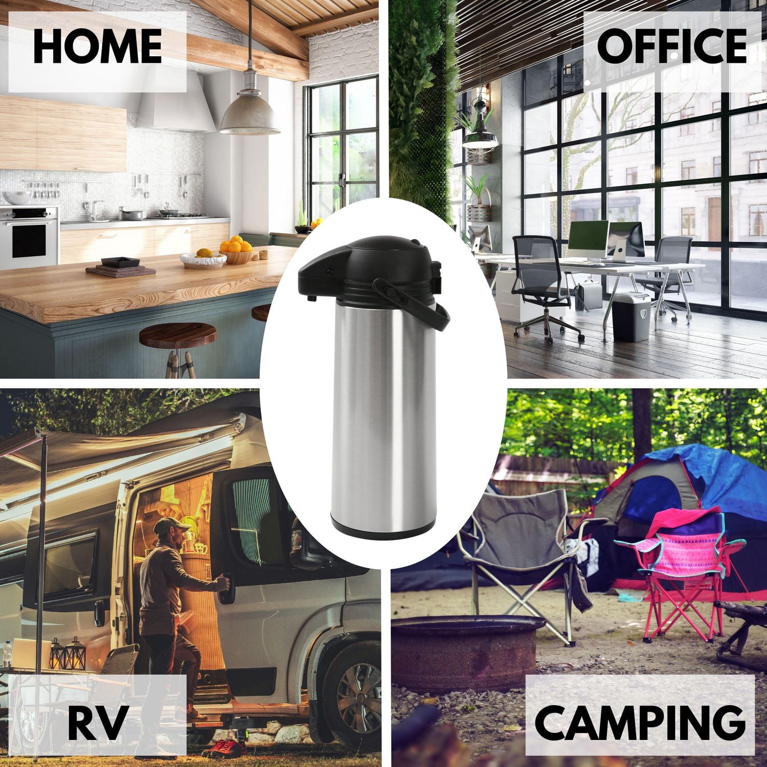 Thermos à double paroi en acier inoxydable scellé sous vide Mainstays de 1,8 L