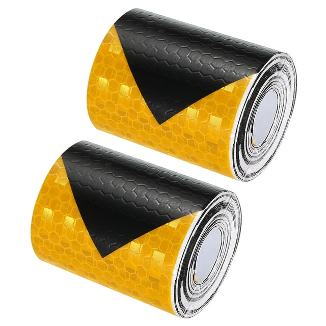 Unique Bargains Ruban Réfléchissant, 2 Rouleaux 2inx10 Pieds Ruban de Sécurité pour Voitures, Jaune Noir