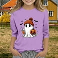 thumbnail image 2 of YunPes Children's Girls' Casual Halloween 2D Printed Round Neck Three Quarter Sleeve T Shirt Top Monogram Top, 2 of 4