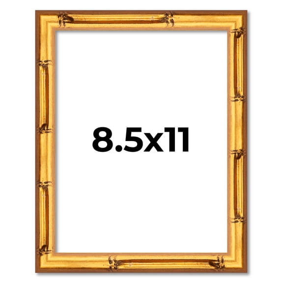 8.5x11 Frame Gold Bamboo Picture Frame - Modern Photo Frame Includes UV Acrylic Shatter Guard