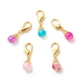 thumbnail image 2 of 100 pc Round Baking Painted Glass Round Bead Pendant Decorations with Alloy Lobster Claw Clasps Clip-on Charms for Keychain Purse Backpack Ornament Stitch Marker Mixed color 29.5mm, 2 of 5
