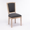 thumbnail image 6 of French Country Dining Chairs Set of 2,Antique Painting Linen Fabric Square Back Dining Chair with Backrest and Beautifully Carved Solid Wood Frame for Living Room,Kitchen,Restaurant,Grey, 6 of 7