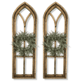 thumbnail image 4 of 36" X 12" Farmhouse Rustic Wooden Wall Window Arches Rustic Brown Dandelion - Wood Window, 4 of 11