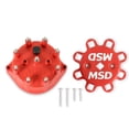 thumbnail image 2 of MSD Ignition Distributor Cap 8431 Small Diameter; With Wire Retainer; Bolt Down; HEI Style Posts; Red, 2 of 5