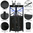 thumbnail image 7 of HAUXITIO 61" Corner Bar Cabinet with Power Outlet & LED Light,Industrial 4-Tier Wine Rack with Glass Holder,Farmhouse Liquor Storage Cabinet,Black, 7 of 7