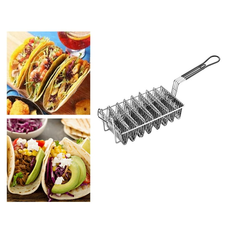 Stainless Steel Taco Holder Taco Stand - Metal Taco Tray Holders for Serving Tacos, Taco Plates, Taco Shell Mold - Wider, Grill, Oven & Dishwasher