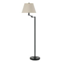 Benjara 3 Way Metal Body Floor Lamp with Swing Arm and Conical Fabric Shade, Black