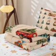 thumbnail image 5 of Erosebridal Christmas Tree Zipper Queen Comforter Set with Fitted Sheet and 2 Pillowcases, Rustic Truck Zipper Bedding Set, Peach Tan, Christmas Reversible, 4 Pieces, 5 of 7