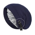 thumbnail image 2 of SERTG Unisex Hat Solid Color Fashionable Elastic Double-Layer Adjustable Sleeping Cap Head Cap Beanie Hat(Navy,Free Size), 2 of 7