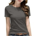 thumbnail image 2 of HOMBOM Plain Shirts for Women Trendy Dark Gray Crew Neck Basic Short Sleeve Cotton T-shirt 2XL, 2 of 4