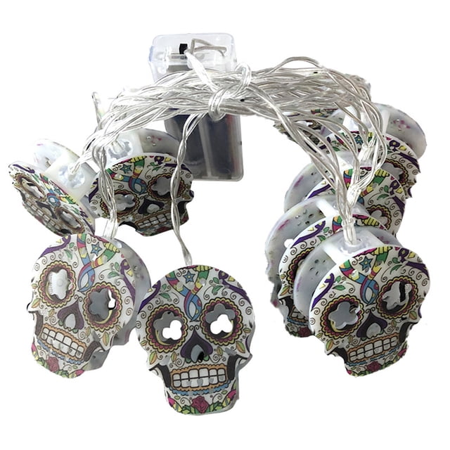 Skull Design Light String Luminous Pendant Bar Scene Layout Halloween Decor Multicolor Plastic Material Approximately 59 Inches Length