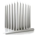 thumbnail image 1 of Juego de 12 velas CANDWAX en forma de cono plateado, 25 cm, sin goteo, 1 of 7