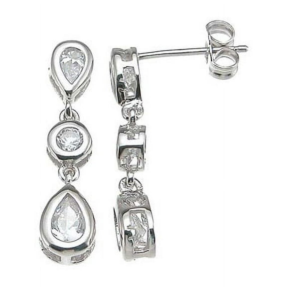 Silver Hypoallergenic Earrings Makes Unique Woman Birthday Gift Ideas, Brilliant Cut Three Stone Sterling Silver Earrings